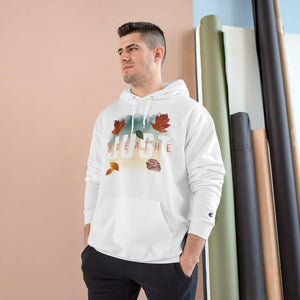 'Just Breathe' Unisex Champion Hoodie, White - Rise Paradigm