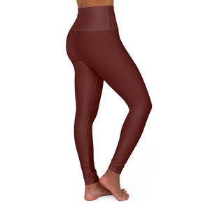 'Just Breathe' High Waisted Active Leggings, Maroon - Rise Paradigm