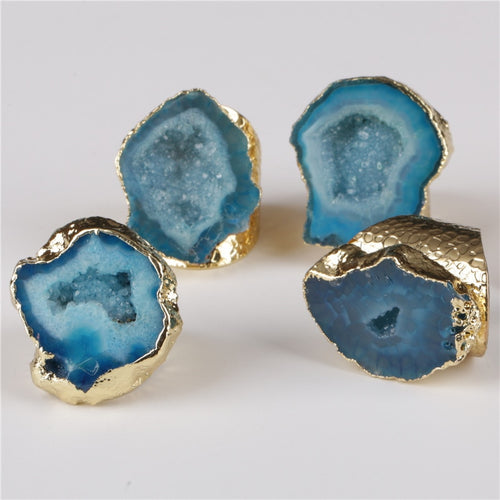 Blue Agate Geode Ring
