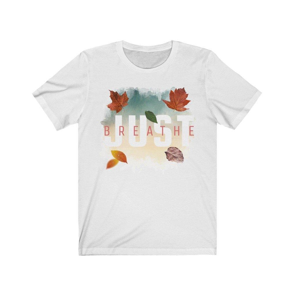 'Just Breathe' Unisex Cotton Short Sleeve Tee, White - Rise Paradigm