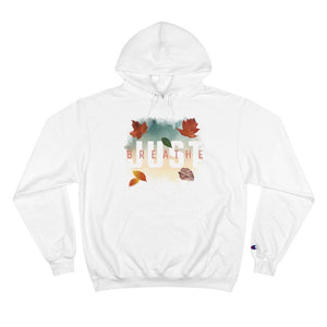 'Just Breathe' Unisex Champion Hoodie, White - Rise Paradigm