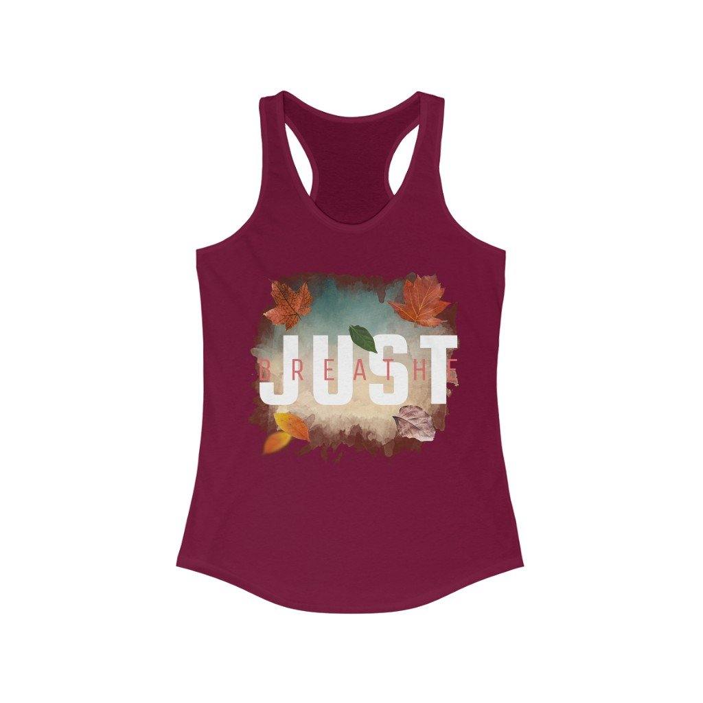 'Just Breathe' Women's Racerback Tank, Maroon - Rise Paradigm